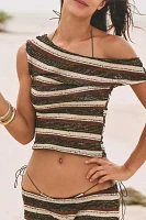 Jaded London Cata Brown Stripe Asymmetric Knit Top