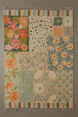 Emma Floral Patchwork Digital Printed Chenille Rug