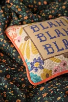Embroidered Blah Blah Blah Cross Stich Throw Pillow