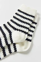 Textured Knit Striped Crew Sock