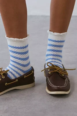 Textured Knit Striped Crew Sock
