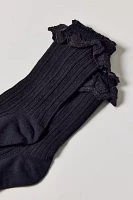 Ava Heart Lace Trim Crew Sock