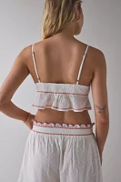 Out From Under Jolie Ruffle Eyelet Lace Cropped Babydoll Cami