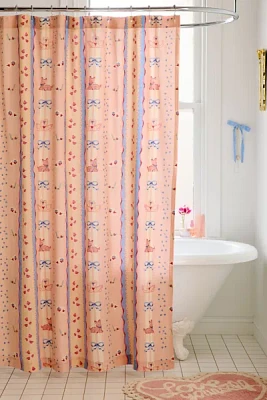 Molly Icon Striped Patterned Shower Curtain