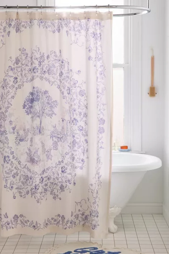 Bunny Toile Patterned Shower Curtain