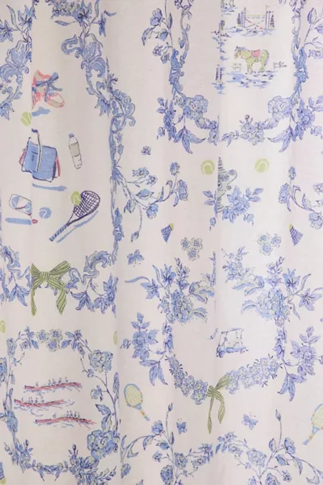 Preppy Toile Patterned Shower Curtain