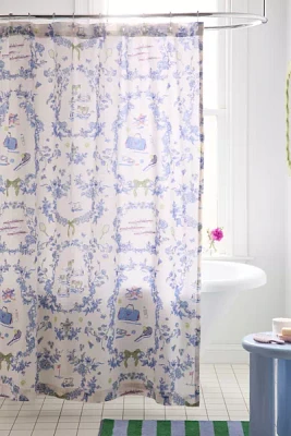 Preppy Toile Patterned Shower Curtain