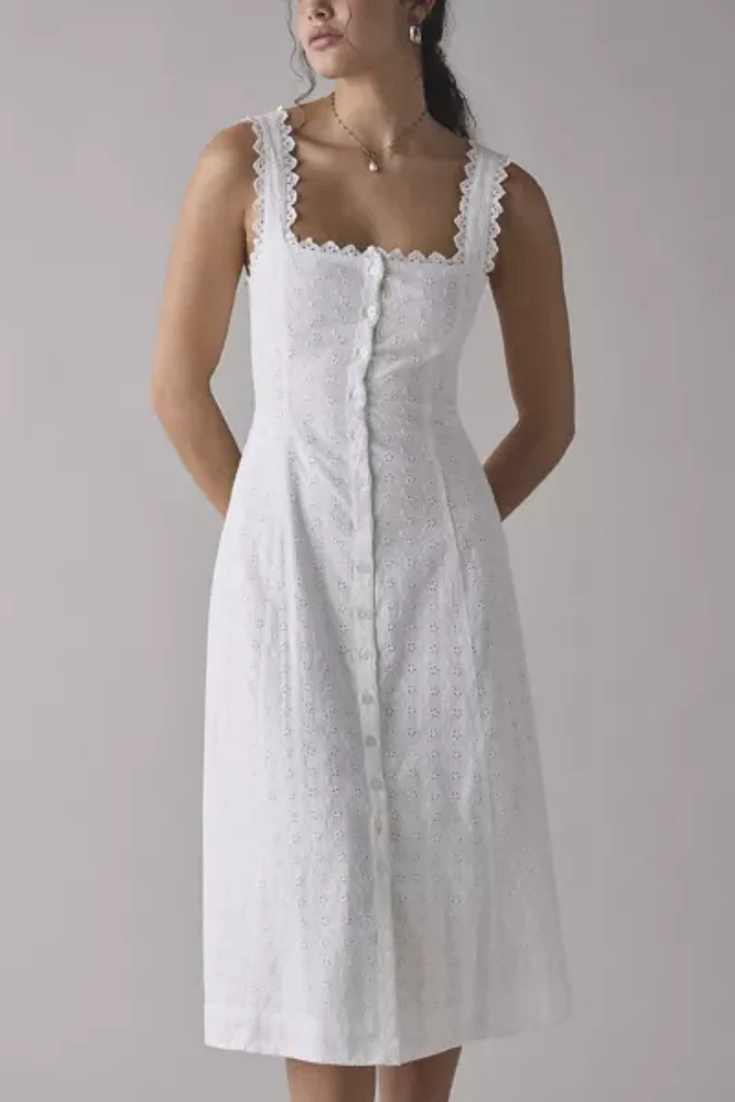 Kimchi Blue Mariana Eyelet Lace Button-Front Midi Dress