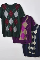 ReMADE By UO Short Sleeve Argyle Sweater