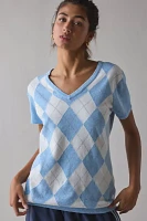 ReMADE By UO Short Sleeve Argyle Sweater