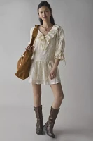 Kiss The Sky Lace Ruffle Collar Babydoll Mini Dress