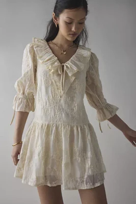 Kiss The Sky Lace Ruffle Collar Babydoll Mini Dress