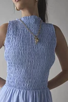 Kiss The Sky High-Neck Smocked Sleeveless Maxi Dress
