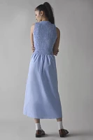 Kiss The Sky High-Neck Smocked Sleeveless Maxi Dress