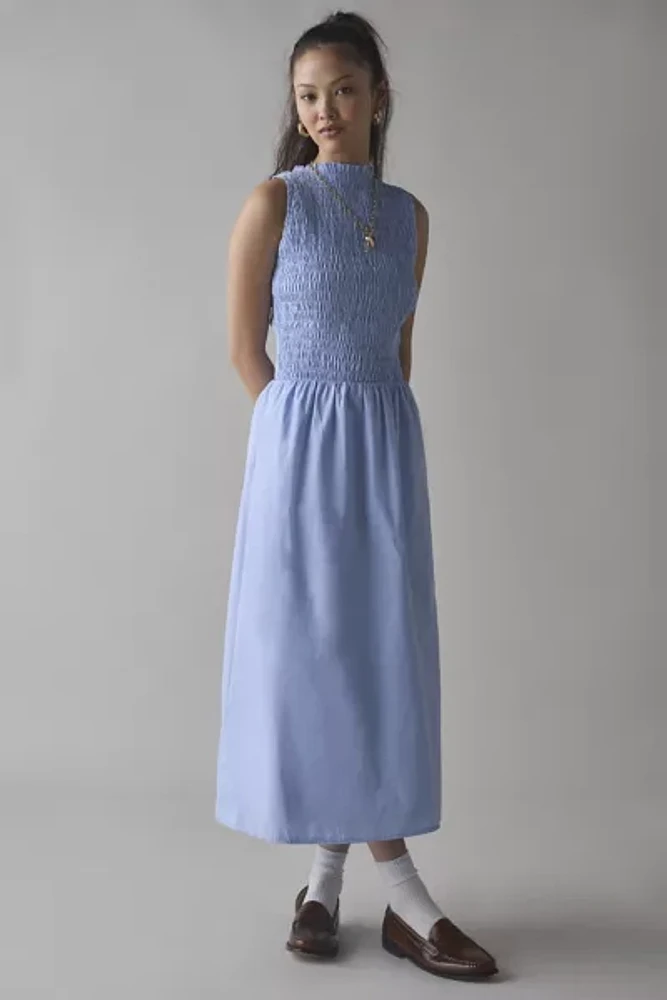 Kiss The Sky High-Neck Smocked Sleeveless Maxi Dress