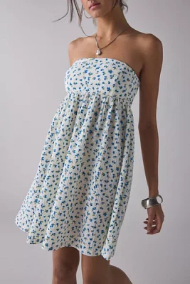 Kiss The Sky Ditsy Floral Strapless Babydoll Mini Dress