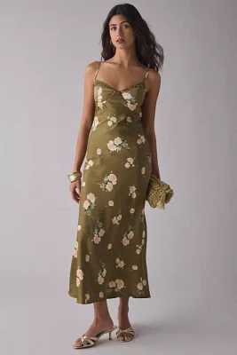 Kiss The Sky Floral Satin Bustier Slip Midi Dress