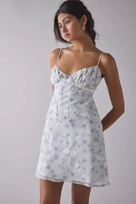 Kiss The Sky Floral Lace Tie-Front Slip Mini Dress