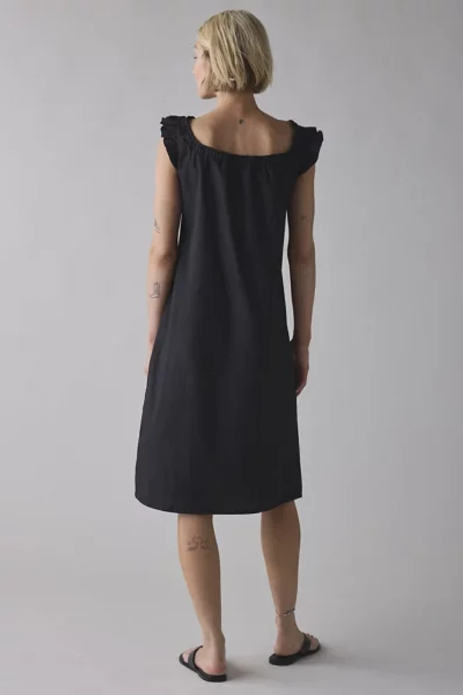 Motel Merrily Cotton Poplin Flutter Sleeve Smock Midi Dress