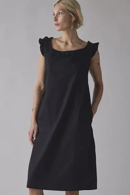 Motel Merrily Cotton Poplin Flutter Sleeve Smock Midi Dress