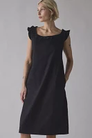 Motel Merrily Cotton Poplin Flutter Sleeve Smock Midi Dress