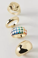 Checkerboard Metal Ring Set