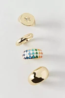 Checkerboard Metal Ring Set