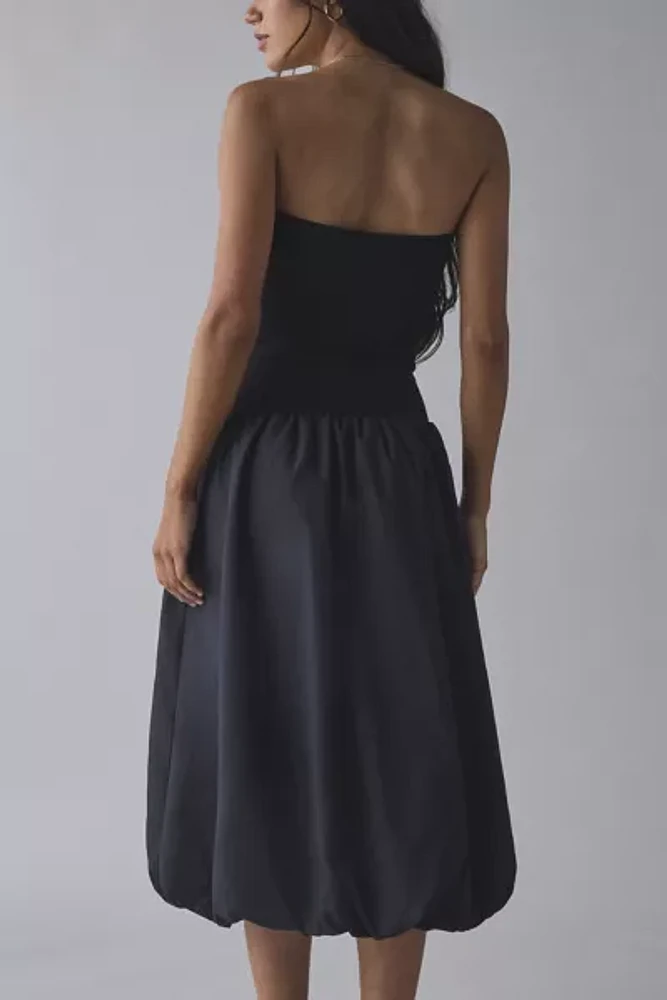 UO Nolee Drop Waist Bubble Hem Tube Midi Dress