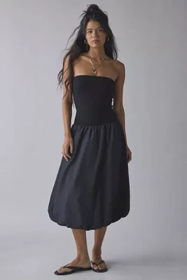 UO Nolee Drop Waist Bubble Hem Tube Midi Dress