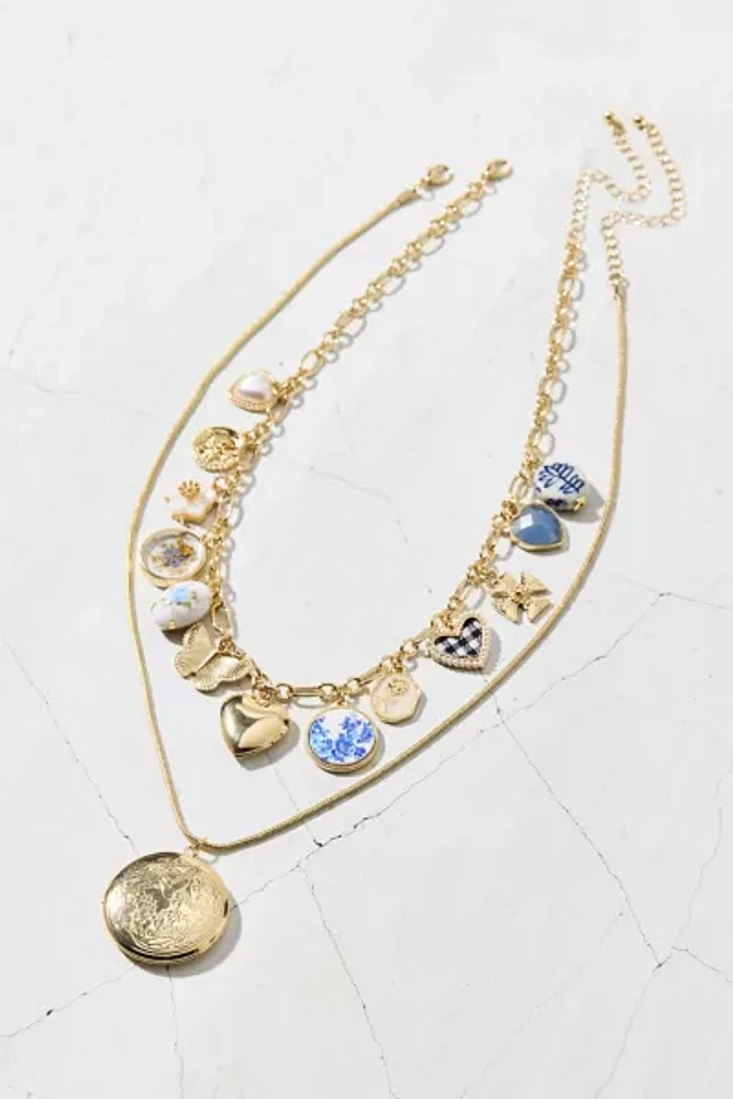 Fawn Locket Layering Charm Necklace Set