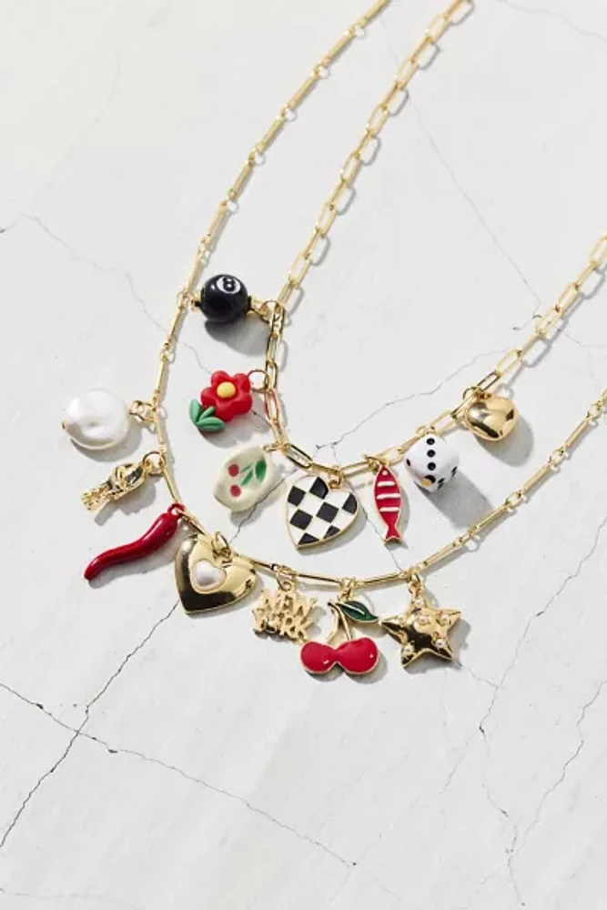 Roll The Dice Layering Charm Necklace Set