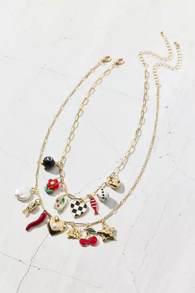 Roll The Dice Layering Charm Necklace Set
