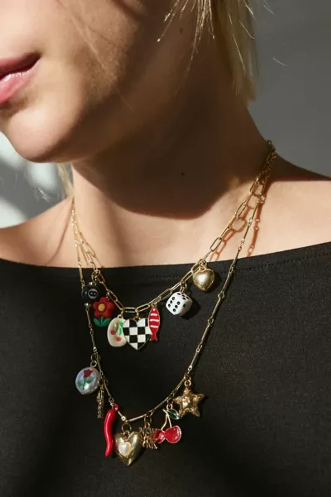 Roll The Dice Layering Charm Necklace Set