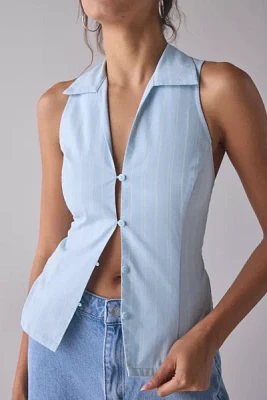 UO Party Girl Cotton-Blend Button Down Sleeveless Shirt