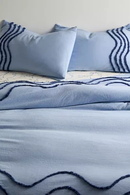 Wiggle Bordered Tufted Duvet Cover