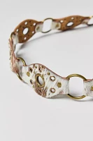 Riveted Cow Print Calf Hair  Tie Belt