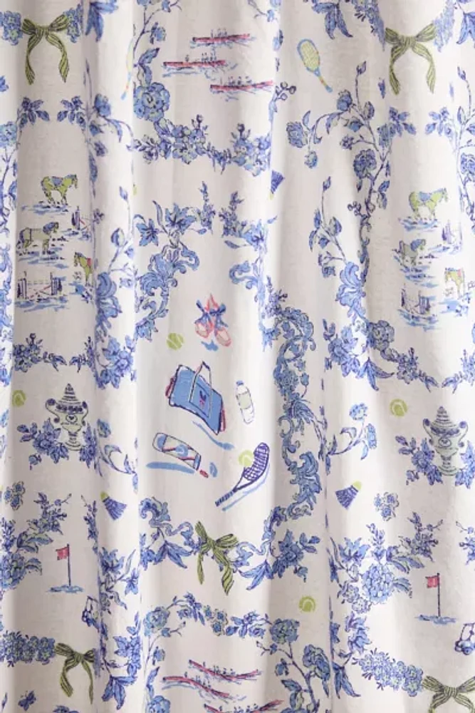 Preppy Toile Patterned Café Curtain Set