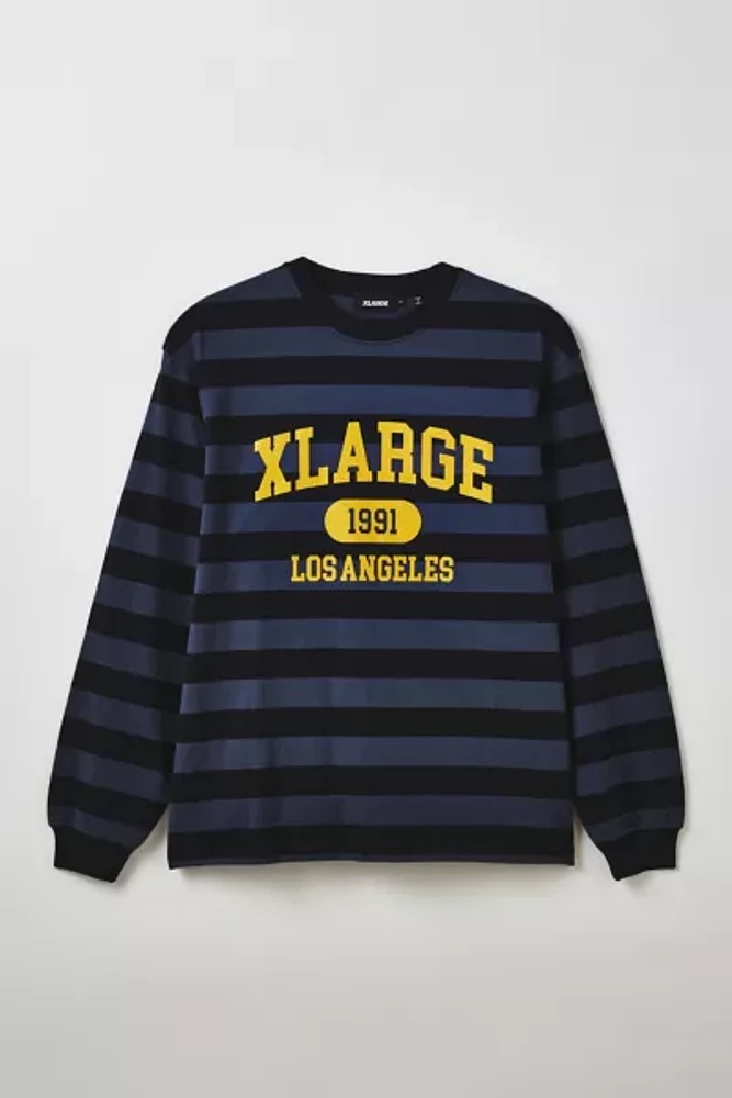 XLARGE Los Angeles Graphic Allover Stripe Pattern Long Sleeve Tee