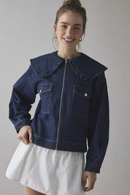 Kimchi Blue Freddie Ruffle Collar Denim Jacket