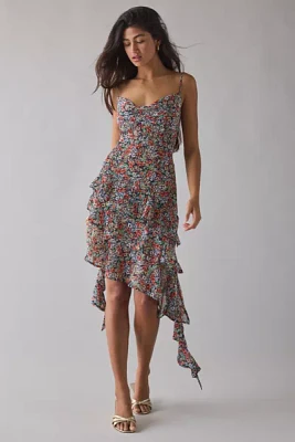 AFRM Ashmont Tiered Cascading Ruffle Slip Midi Dress