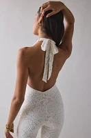 AFRM Lucia Crochet Lace Backless Halter Catsuit