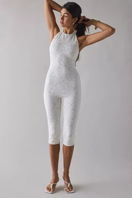 AFRM Lucia Crochet Lace Backless Halter Catsuit