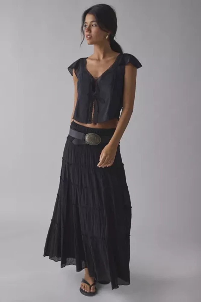 Kimchi Blue Cameron Lace Trim Tie-Front Top