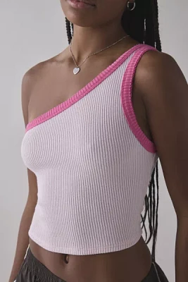 UO Penny Ribbed Knit One-Shoulder Crop Top