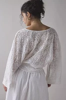 Kimchi Blue Tanner Eyelet Lace Cropped Peasant Blouse