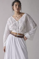 Kimchi Blue Tanner Eyelet Lace Cropped Peasant Blouse