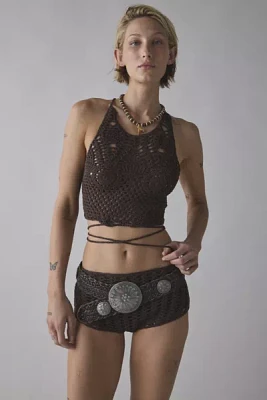 Out From Under Delilah Crochet Lace-Up Bra Top