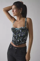 Out From Under Petunia Fields Ribbon Trim Lace Corset Top