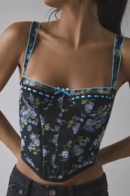 Out From Under Petunia Fields Ribbon Trim Lace Corset Top