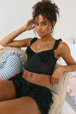 Out From Under Florence Ruffle Mesh Corset Top